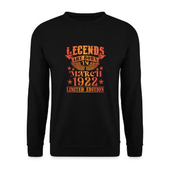 Birthday March 1922 Limited Edition Vintage - Unisex Sweatshirt - black - Front - Alina (178cm) & Michal (187cm)