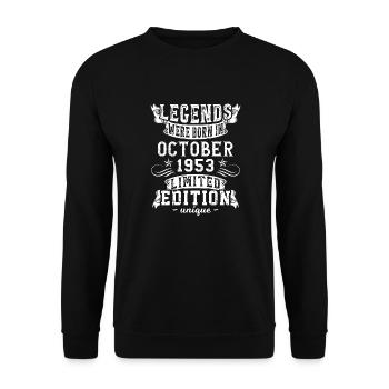 Birthday October 1953 year Limited Edition - Unisex Sweatshirt - black - Front - Alina (178cm) & Michal (187cm)