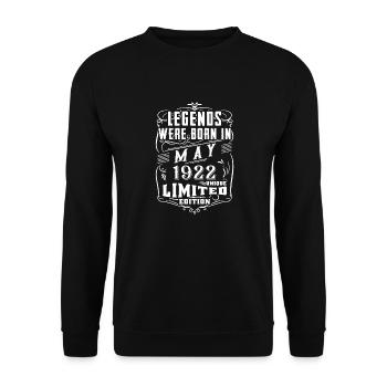 Birthday May 1922 Year Limited Edition - Unisex Sweatshirt - black - Front - Alina (178cm) & Michal (187cm)