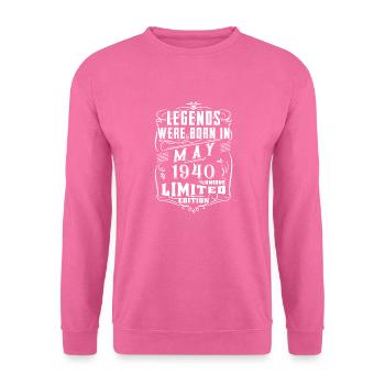 Birthday May 1940 Year Limited Edition - Unisex Sweatshirt - pink - Front