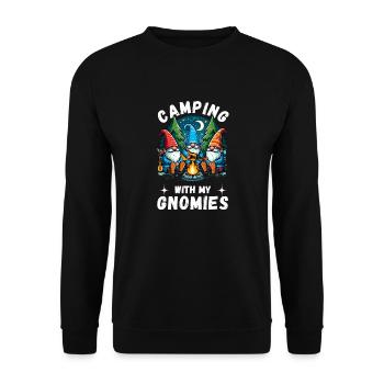 Camping Camper Campingplatz Gartenzwerge Wohnwagen - Unisex Pullover - Schwarz - Vorne - Alina (178cm) & Michal (187cm)