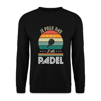 Ich kann Padel nicht haben - Padeliste Geschenkidee - Unisex Pullover - Schwarz - Vorne - Alina (178cm) & Michal (187cm)