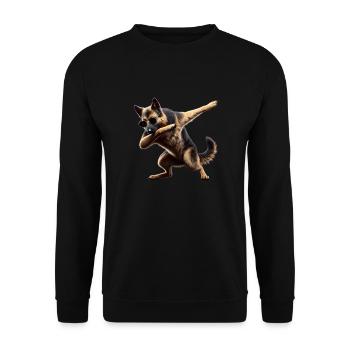 Funny Dabbing Dogs Animal Lover Shepherd Dog - Unisex Sweatshirt - black - Front - Alina (178cm) & Michal (187cm)