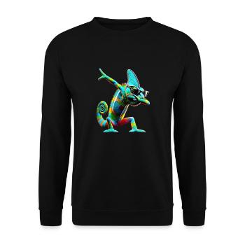Dabbing Chamäleon Tier Tierliebhaber Cool Dab - Unisex Pullover - Schwarz - Vorne - Alina (178cm) & Michal (187cm)