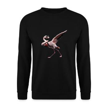 Funny Dabbing Flamingo Farmer Animal Lover Dab - Unisex Sweatshirt - black - Front - Alina (178cm) & Michal (187cm)