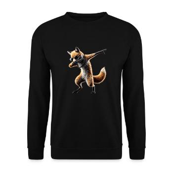 Lustiger Dabbing Fuchs Dance Tierliebhaber Dab - Unisex Pullover - Schwarz - Vorne - Alina (178cm) & Michal (187cm)