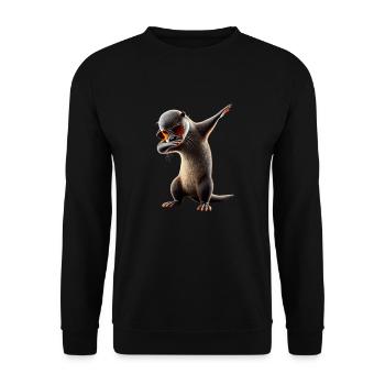 Funny Dabbing Otter Dance Animal Lover Dab - Unisex Sweatshirt - black - Front - Alina (178cm) & Michal (187cm)