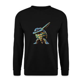 Drôle Dabbing Tortue de mer Amoureux des animaux - Sweat-shirt Unisexe - noir - Devant - Alina (178cm) & Michal (187cm)