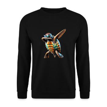 Drôle Dabbing Tortue de mer Amoureux des animaux - Sweat-shirt Unisexe - noir - Devant - Alina (178cm) & Michal (187cm)