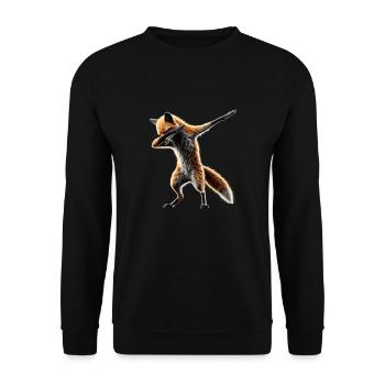 Lustiger Dabbing Fuchs Dance Tierliebhaber Dab - Unisex Pullover - Schwarz - Vorne - Alina (178cm) & Michal (187cm)