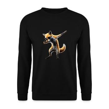 Lustiger Dabbing Fuchs Dance Tierliebhaber Dab - Unisex Pullover - Schwarz - Vorne - Alina (178cm) & Michal (187cm)