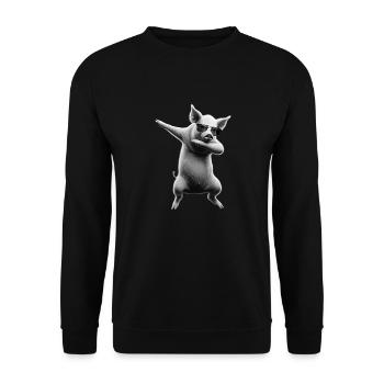 Funny Dabbing Pig Farmer Animal Lover Dab - Unisex Sweatshirt - black - Front - Alina (178cm) & Michal (187cm)