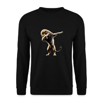 Funny Dabbing Lion Dancing Animal Lover Dab Animal - Unisex Sweatshirt - black - Front - Alina (178cm) & Michal (187cm)