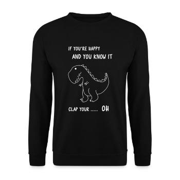 If you happy and you know it clap your OH - Unisex Pullover - Schwarz - Vorne - Alina (178cm) & Michal (187cm)