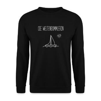 DIE WELTENBUMMLERIN- Segelschiffe Geschenk Shirts - Unisex Pullover - Schwarz - Vorne - Alina (178cm) & Michal (187cm)