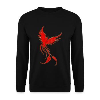 Feuervogel Phönix Grunge Feuertanz Jonglage Feuer - Unisex Pullover - Schwarz - Vorne - Alina (178cm) & Michal (187cm)