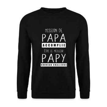 Papy cadeau futur papi phrase drôle anniversaire - Sweat-shirt Unisexe - noir - Devant - Alina (178cm) & Michal (187cm)