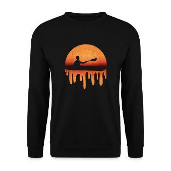 Retro Sunset Kayaker Lake Kayak Paddleboard - Unisex Sweatshirt - black - Front - Alina (178cm) & Michal (187cm)