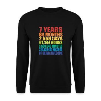 Drôle de cadeau de 7e anniversaire, âge de 7 ans - Sweat-shirt Unisexe - noir - Devant - Alina (178cm) & Michal (187cm)