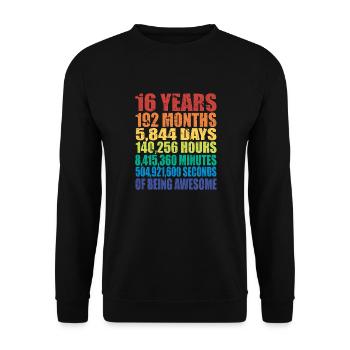 Drôle de cadeau d’anniversaire de 16 ans, 16 ans - Sweat-shirt Unisexe - noir - Devant - Alina (178cm) & Michal (187cm)