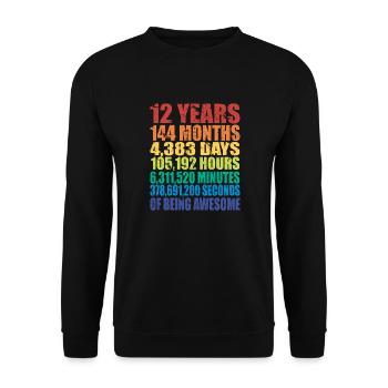 Lustiges Geschenk zum 12. Geburtstag, Alter 12 Jahre alt - Unisex Pullover - Schwarz - Vorne - Alina (178cm) & Michal (187cm)