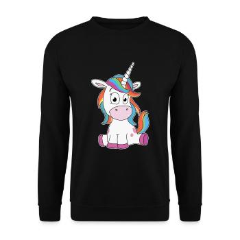 Personalize Cute Unicorn - Unisex Sweatshirt - black - Front - Alina (178cm) & Michal (187cm)