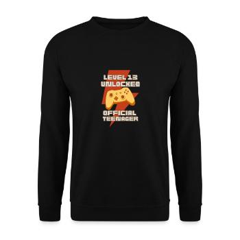Level 13 Unlocked Official Teenager Funny - Unisex Sweatshirt - black - Front - Alina (178cm) & Michal (187cm)