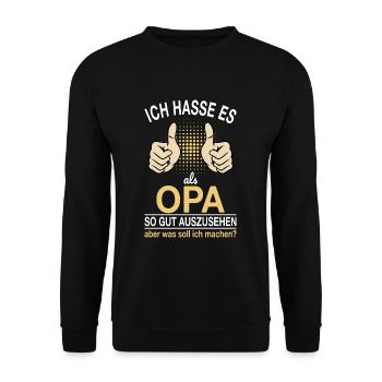 Opa Spruch - Unisex Pullover - Schwarz - Vorne - Alina (178cm) & Michal (187cm)