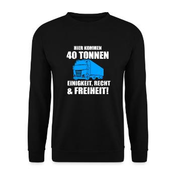 LKW Fahrer Spruch Geschenk - Unisex Pullover - Schwarz - Vorne - Alina (178cm) & Michal (187cm)
