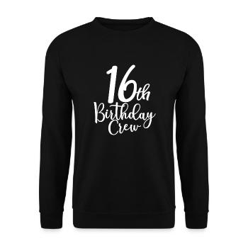 16th Birthday Crew B-day Party Squad 16 Years Old - Unisex Sweatshirt - black - Front - Alina (178cm) & Michal (187cm)