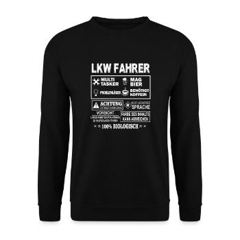 LKW-FAHRER Multitasker - Unisex Pullover - Schwarz - Vorne - Alina (178cm) & Michal (187cm)