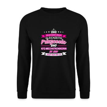 KFZ-Mechatronikerin - Unisex Pullover - Schwarz - Vorne - Alina (178cm) & Michal (187cm)