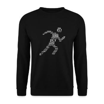 Demi-marathon mots 21.1KM Cour de route cadeau - Sweat-shirt Unisexe - noir - Devant - Alina (178cm) & Michal (187cm)