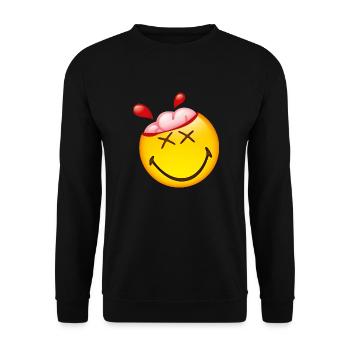 Smiley Glossy Happy Brain - Sweat-shirt Unisexe - noir - Devant - Alina (178cm) & Michal (187cm)