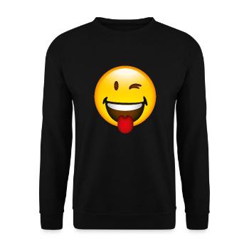 Smiley Grin with Tongue - Sweat-shirt Unisexe - noir - Devant - Alina (178cm) & Michal (187cm)