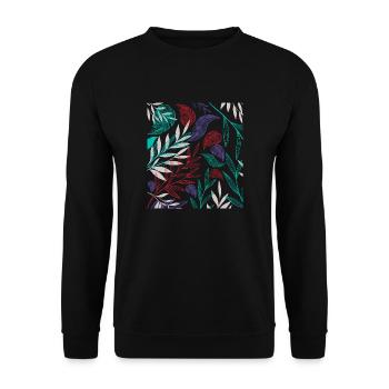 Pattern with tropical plants - Unisex Sweatshirt - black - Front - Alina (178cm) & Michal (187cm)