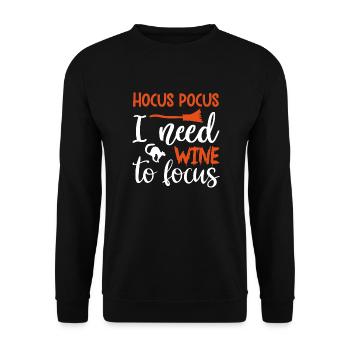 hocus pocus i need wine to focus Funny Quote Gift - Unisex Pullover - Schwarz - Vorne - Alina (178cm) & Michal (187cm)