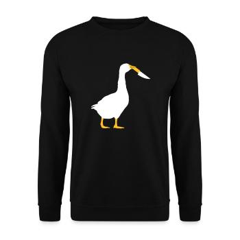 Gefährliche bewaffnete Gans - Unisex Pullover - Schwarz - Vorne - Alina (178cm) & Michal (187cm)