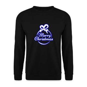 Merry Christmas Neon Blue Christmas - Unisex Sweatshirt - black - Front - Alina (178cm) & Michal (187cm)