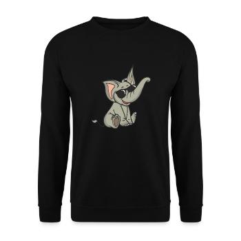 Baby Elefant mit Sonnenbrillen - Unisex Pullover - Schwarz - Vorne - Alina (178cm) & Michal (187cm)