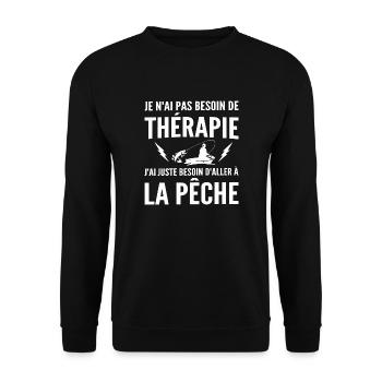 thérapie pêche / cadeau humour pêcheur - Sweat-shirt Unisexe - noir - Devant - Alina (178cm) & Michal (187cm)