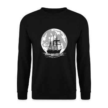 pirate ship and full moon - Unisex Sweatshirt - black - Front - Alina (178cm) & Michal (187cm)