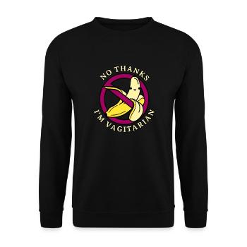 Vagitarian, Lesbian Gay LGBT Kawaii Banana, - Unisex Sweatshirt - black - Front - Alina (178cm) & Michal (187cm)