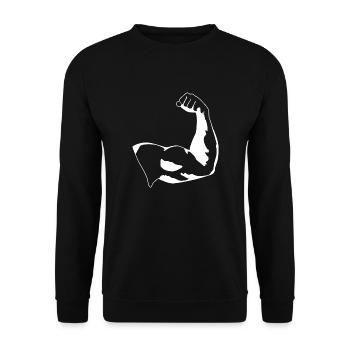 Biceps Upper Arm Muscles Weight Training Black - Unisex Sweatshirt - black - Front - Alina (178cm) & Michal (187cm)