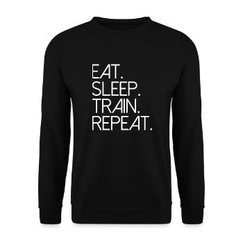 eat sleep train repeat Sport Fitness Formation - Sweat-shirt Unisexe - noir - Devant - Alina (178cm) & Michal (187cm)