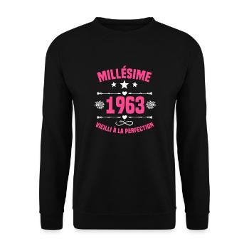 Femme Millésime 1963 Cadeau Anniversaire Humour - Sweat-shirt Unisexe - noir - Devant - Alina (178cm) & Michal (187cm)