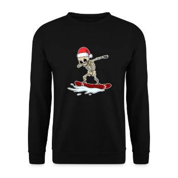 skelett weihnachten snowboard menschliches unter - Unisex Pullover - Schwarz - Vorne - Alina (178cm) & Michal (187cm)