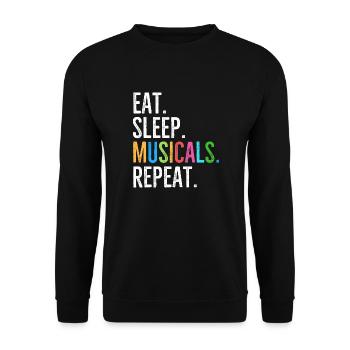 Les comédies musicales Eat Sleep se répètent - Sweat-shirt Unisexe - noir - Devant - Alina (178cm) & Michal (187cm)