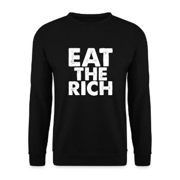 EAT the RICH light - Unisex Pullover - Schwarz - Vorne - Alina (178cm) & Michal (187cm)