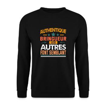 authentique bringueur - Sweat-shirt Unisexe - noir - Devant - Alina (178cm) & Michal (187cm)